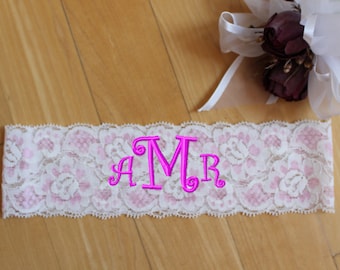 Monogram Garters, Personalized Garter. Lace Garters, Standard Size, Plus Size, Petite Size Garters. You're Next garters. GS0