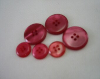 Pink Buttons 3 small and 3 Large