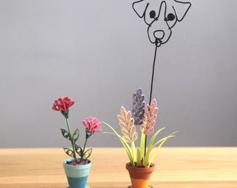 Dog plant stake / garden marker wired craft