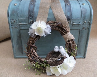 Ring Bearer Wreath, Ring Bearer Nest, Ring Bearer Pillow, Rustic Ring Pillow, Rustic Ring Nest, Wedding Wreath, Love Bird Ring Nest