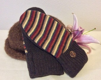 Upcycled warm and soft wool sweater mittens