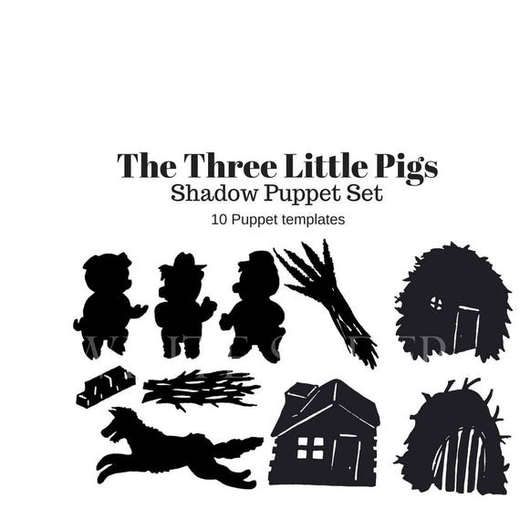 Instant Download The Three Little Pigs digital shadow puppet