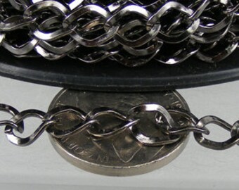 32ft of Gunmetal Finished Big Hammered Curb Chain - 7.8x6.0mm Unsolodered Link 18G