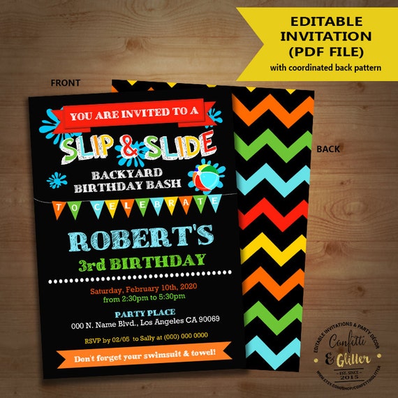Slip N Slide Party Invitations 8