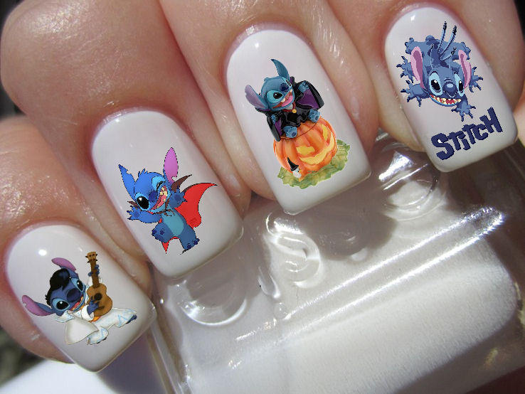 lilo & stitch halloween scary disney nail art waterslide