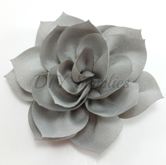 3 Gray lotus fabric flower Rose flower for headbands