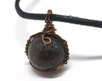 Labradorite - Marble Collection - Labradorite Stone - Wire Wrapped w/ 20ga Bronze Wire