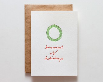 Wreath Holiday - letterpress holiday card - CH163