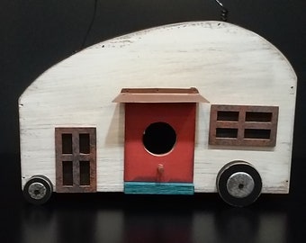 Wood and Metal Camper Birdhouse