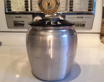 Vintage 1950s Kromex Spun Aluminum canister / kitchen storage