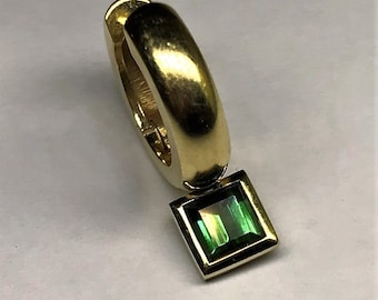 Pair of 14 Karat Gold Green Emerald Earrings