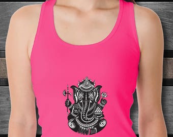 Yoga Tank with Hindu God Ganesha