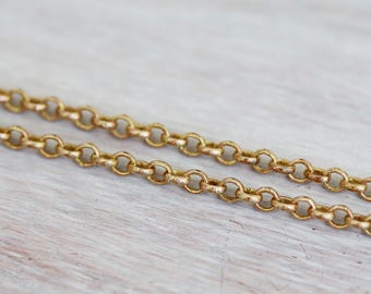 Raw Brass Rolo Chain, Soldered 2.5mm Links Chain