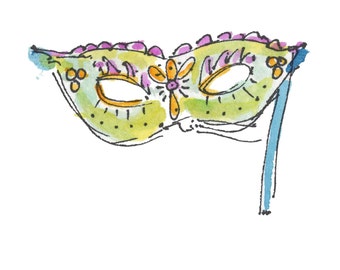 MASQUERADE...Clipart / Digital Download / 300 dpi/ hi resolution of Original Watercolor . 8"x10" Great for any application.