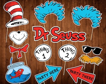 Dr Seuss Photo Booth Props - INSTANT DOWNLOAD - Printable Party Supplies