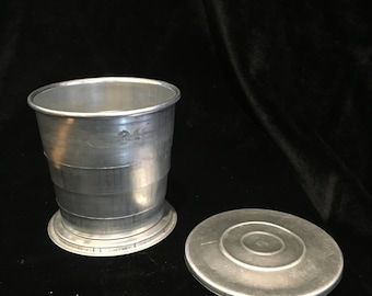 Vintage Aluminum Collapsable Camping Cup - Lidded Cup