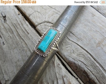 ON SALE Turquoise ring handmade and signed in sterling silver by Lee McCray, a Navajo silversmith