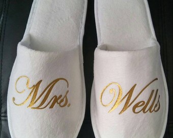 Bridal Shower Gift - Bride Slippers - Personalized Bridal Slippers - Bridal Parties - Wedding Slippers - Bridesmaid Gifts - Wedding Gift