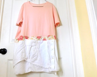 T-shirt, Upcycled Clothing, Summer Shirt, Garden Tunic, Up Cycled Clothing, Recycled Clothing, Tshirt, Floral, Tunic, CreoleSha