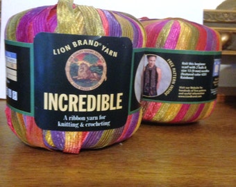 Incredible Ribbon Yarn Purple Party Ribbon Yarn TWO skeins Lion Brand