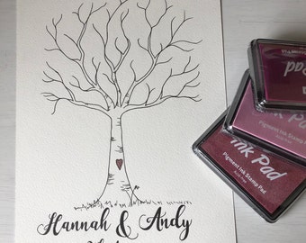 Personalised Handmade Guest Book Fingerprint Tree for Weddings, Party, Christenings, Engagements