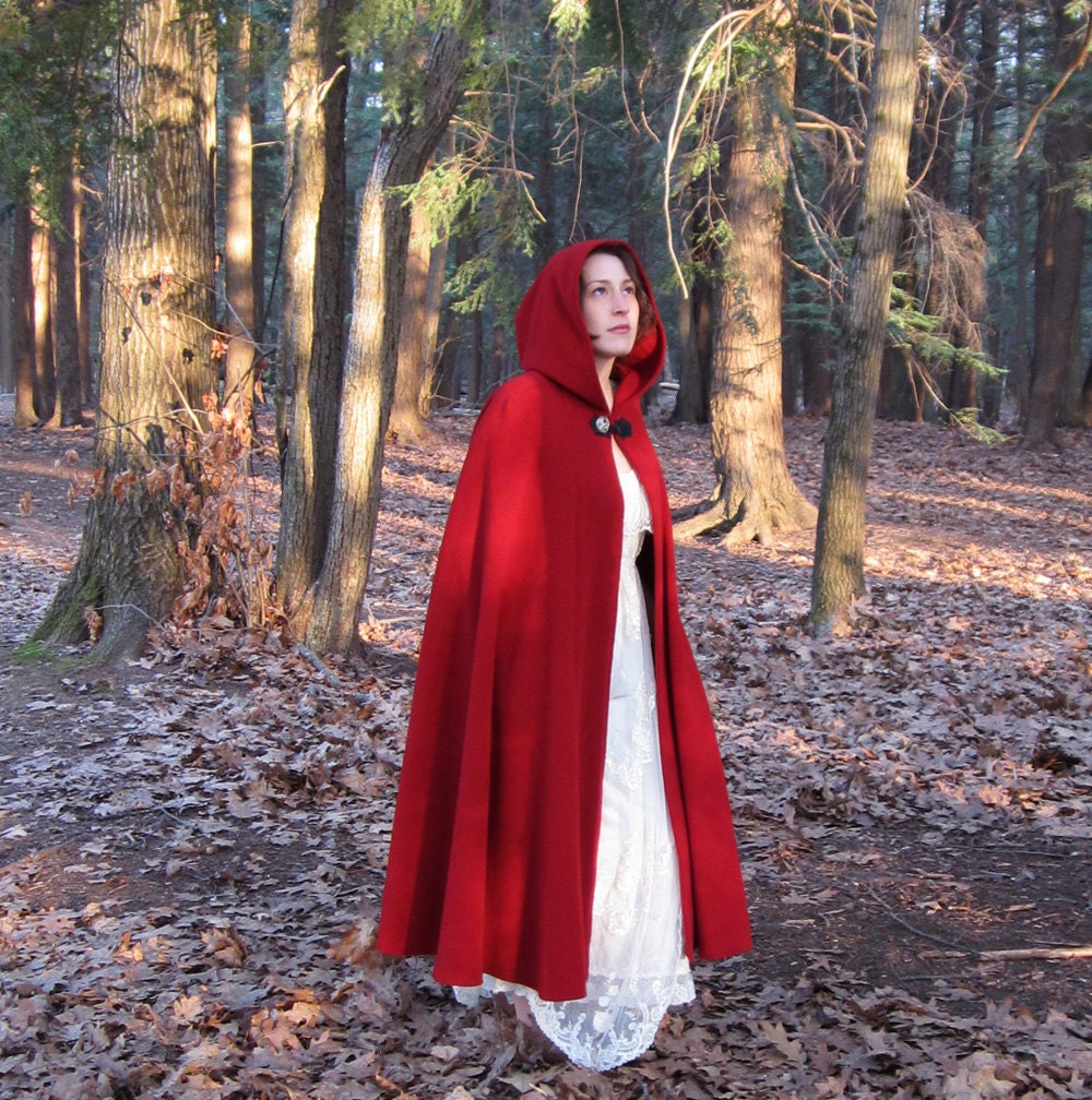 Red Cloak HalfCircle Cloak Wool Cloak Red Riding Hood