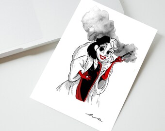 Postcard of hell Cruella. The bad girls collection