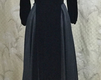 Stunning Black Velvet Evening Gown With Velvet Jacket, Black Ball Gown