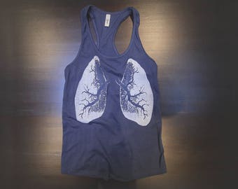 X-Ray Lungs Urban Racerback Tank Top in Indigo Colo