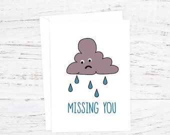 Missing You - Greetings Card - A6 - Miss You - Sad