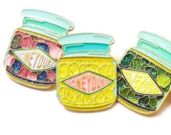 Honeydukes SHERBET LEMON Drops glitter soft enamel lapel PIN / Hogsmeade Harry Potter Yellow Candy Jar Hogwarts / BUNCEandBEAN