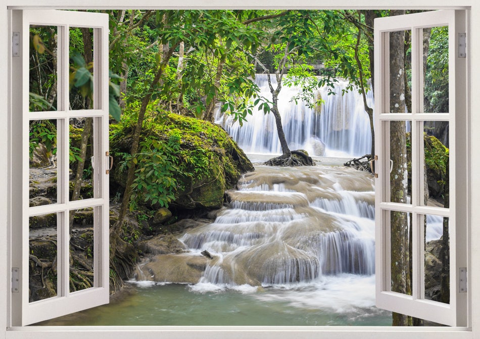 Waterfall Wall Art 3D Window Vinyl Decal For Waterfall Wall Art 3D Window Vinyl Decal For
