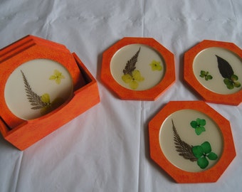 Coaster set of 6, Decorative coaster set, Drink coaster, Handmade coaster.