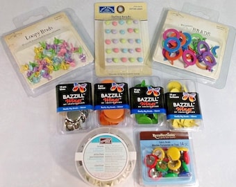 Brads Destash ~ More Than 220 Pieces. Includes: Karen Foster, Recollections, Bazzill, Stampin' Up! BRAND NEW