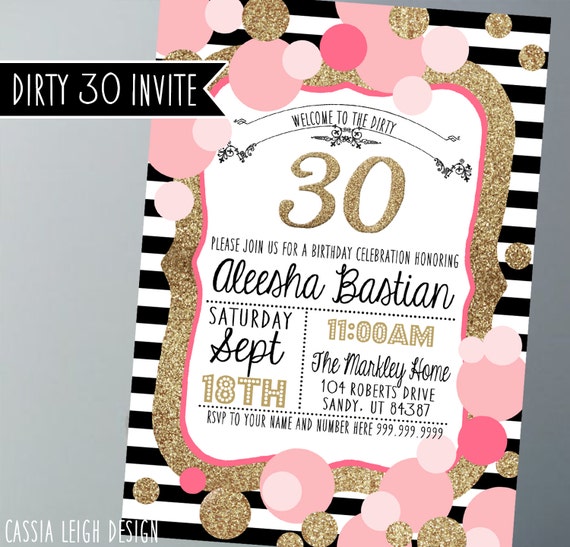 pink and black party invitations