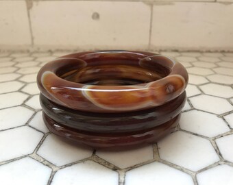 Brown Tigers Eye Jadeite Agate Bangles, Set of 3