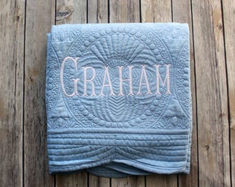 Monogrammed Baby Quilt, Personalized Boy Baby Blanket, Personalized Baby Quilt, Monogrammed Baby Blanket, New Baby, Baby Boy Quilt, Blanket