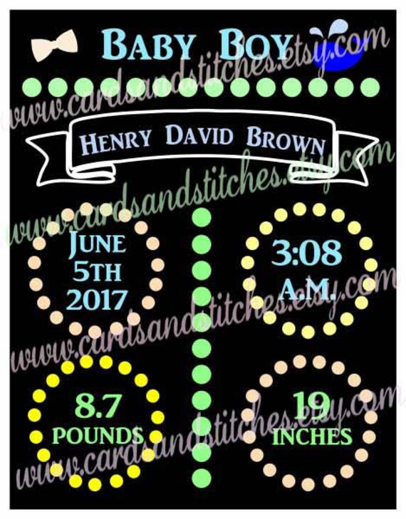 Chalkboard Baby Boy Baby Announcement Custom Baby