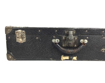 Vintage 1940s Suitcase Vintage Faux Leather Luggage Suitcase Old 1940s Black Leather Suitcase Old Vintage Black Lightweight Suitcase