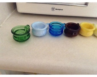 Vintage Degenhart Glass Cups Salt Container Lot of 9
