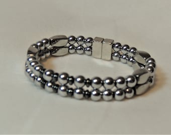 Mostly Silver Balls with Twists Bracelet