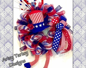 Uncle Sam PATRIOTIC Fourth of July SUMMER Wreath -