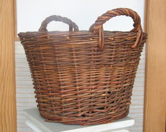 Basket with Two Handles . Vintage Polish Basket - Vintage Basket - Large Basket
