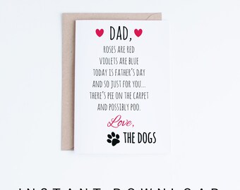 Pet Dad Printable Fathers Day Cards Instant Download Funny