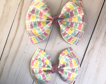 Bunny faux leather hair bow