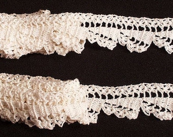 Antique Lace Crochet Lace Scalloped For Crafters Hand Made