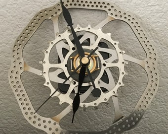Bike Gear Clock/Recycled Bike Parts/Found Objects Clocks/Steampunk Style Clock/Upcycled Bike Gear Clock