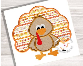 Thanksgiving Turkey Applique Design - Instant EMAIL With Download - 3 sizes - for Embroidery Machines