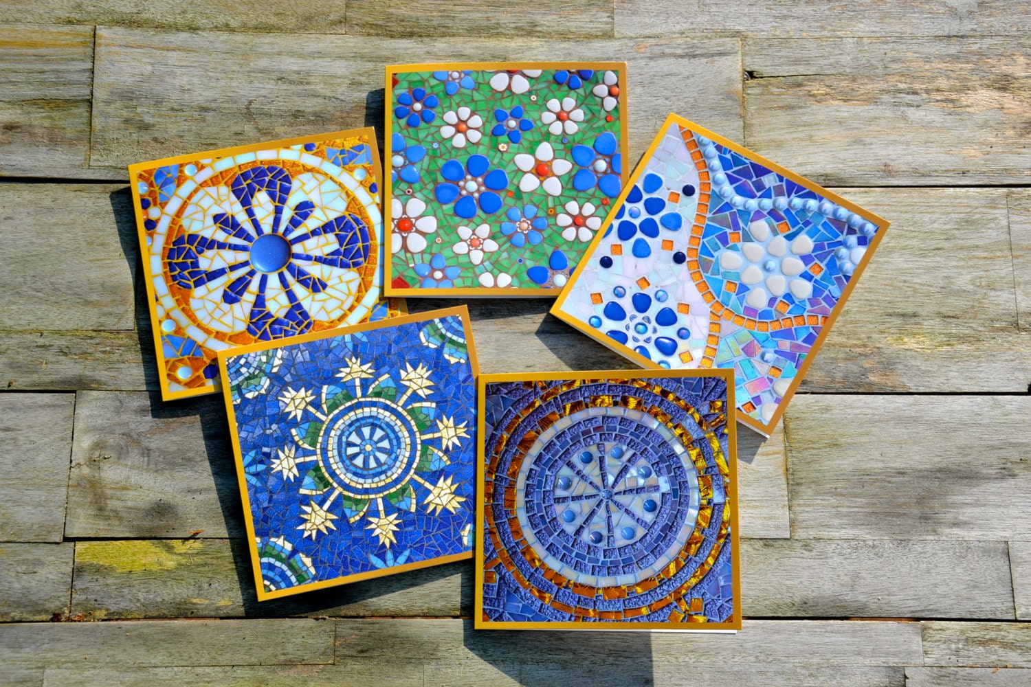 Greeting cards mosaic design set of 5