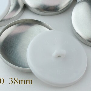CBT0638100) 100pcs 38 mm White Plastic Back Cover Button (1 1/2inch, Size 60)